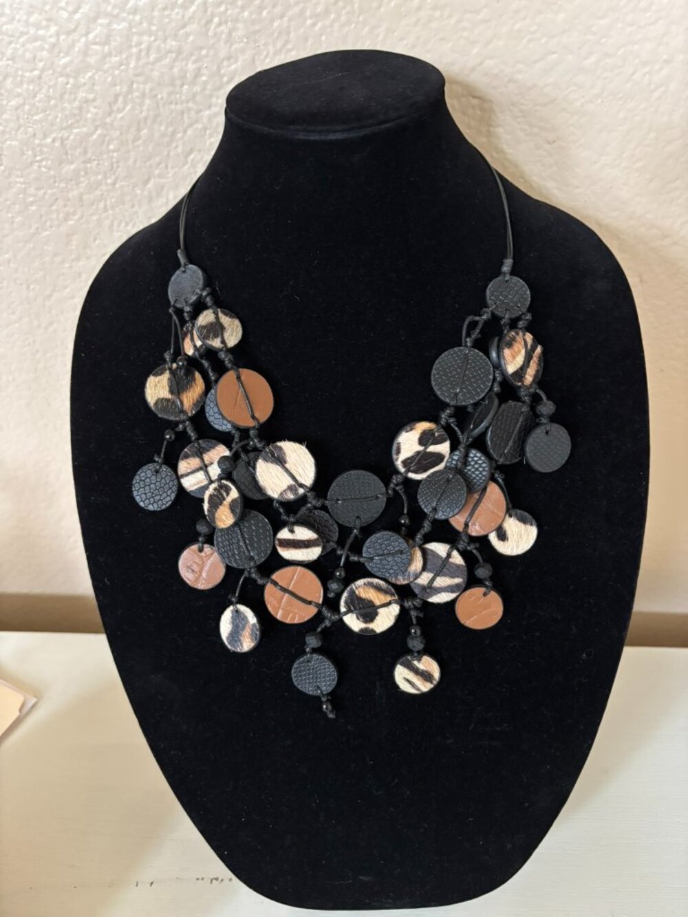 Multi-Strand Bead and Discs Boho Chic Bib Statement Necklace OS